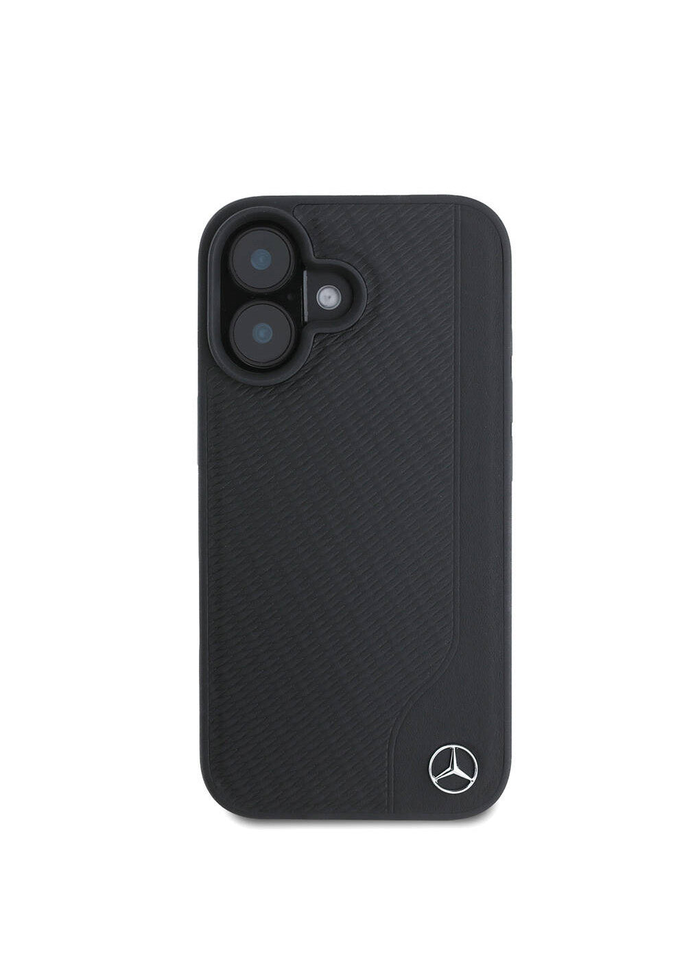 Apple iPhone 16 Kılıf Mercedes Benz Orijinal Lisanslı Manyetik Şarj Uyumlu 3D Metal Logolu Wood Imitation Deri Kapak