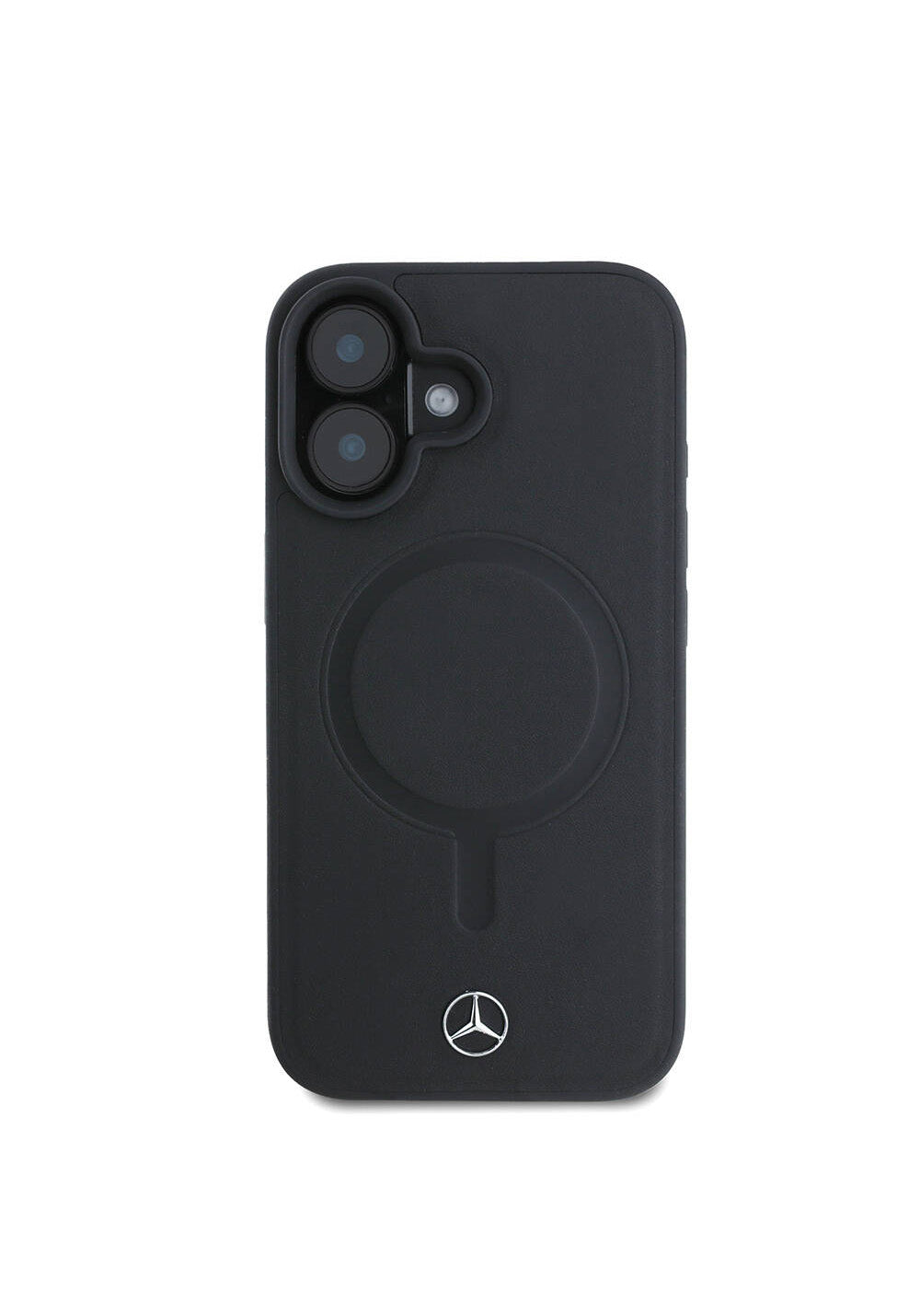 Apple iPhone 16 Kılıf Mercedes Benz Orijinal Lisanslı Manyetik Şarj Uyumlu Metal Yıldız Logolu Sade Pürüzsüz Deri Kapak