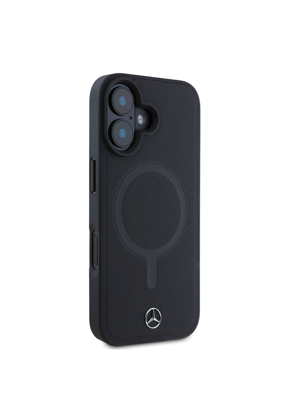 Apple iPhone 16 Kılıf Mercedes Benz Orijinal Lisanslı Manyetik Şarj Uyumlu Metal Yıldız Logolu Sade Pürüzsüz Deri Kapak