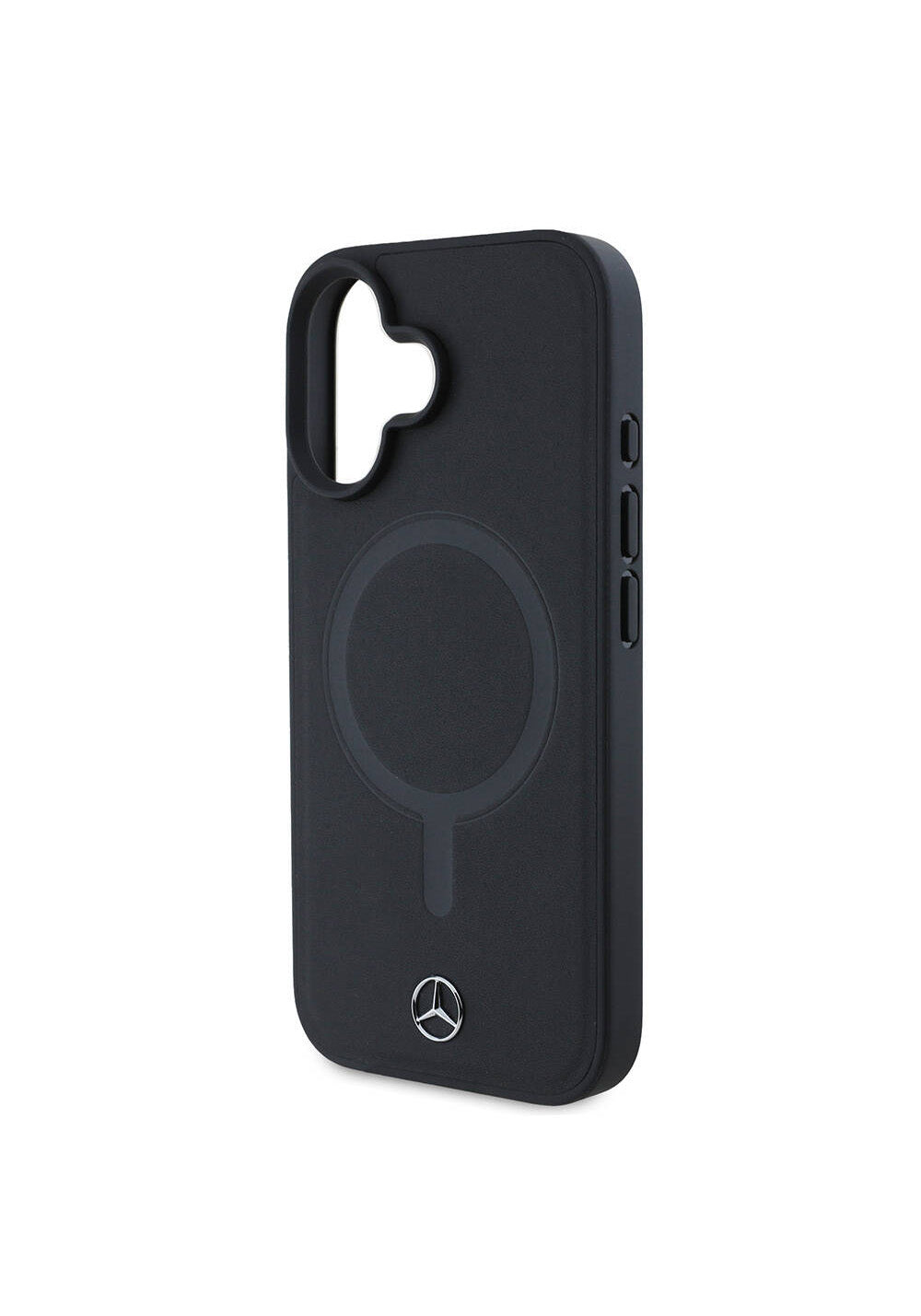Apple iPhone 16 Kılıf Mercedes Benz Orijinal Lisanslı Manyetik Şarj Uyumlu Metal Yıldız Logolu Sade Pürüzsüz Deri Kapak