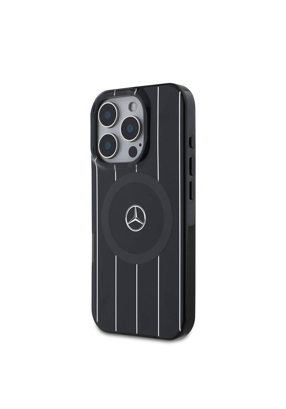 Apple iPhone 16 Pro Max Kılıf Mercedes Benz Orijinal Lisanslı Manyetik Şarj Uyumlu Çift Katmanlı Paralel Çizgi Desenli Kapak