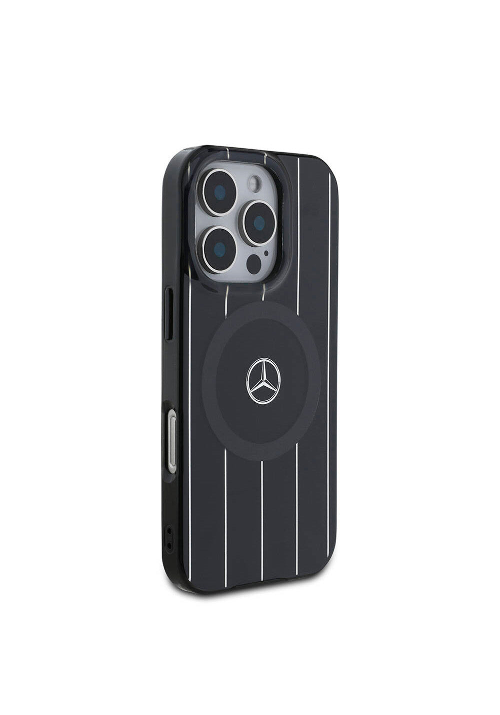 Apple iPhone 16 Pro Max Kılıf Mercedes Benz Orijinal Lisanslı Manyetik Şarj Uyumlu Çift Katmanlı Paralel Çizgi Desenli Kapak