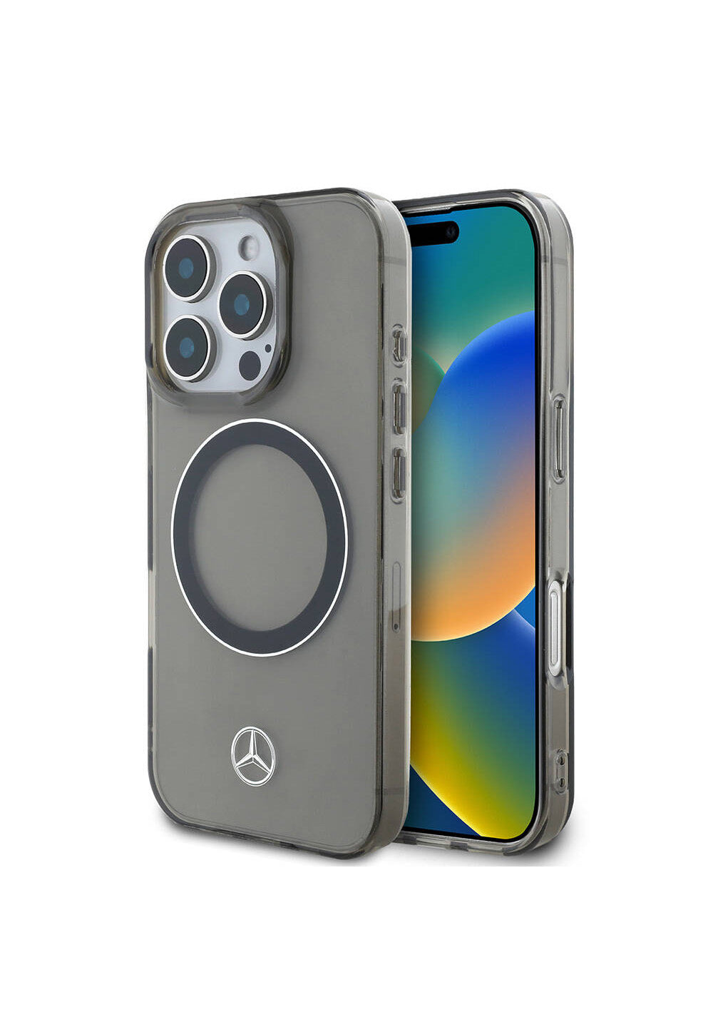 Apple iPhone 16 Pro Max Kılıf Mercedes Benz Orijinal Lisanslı Manyetik Şarj Uyumlu Saydam Yüzey Silver Ring Kapak