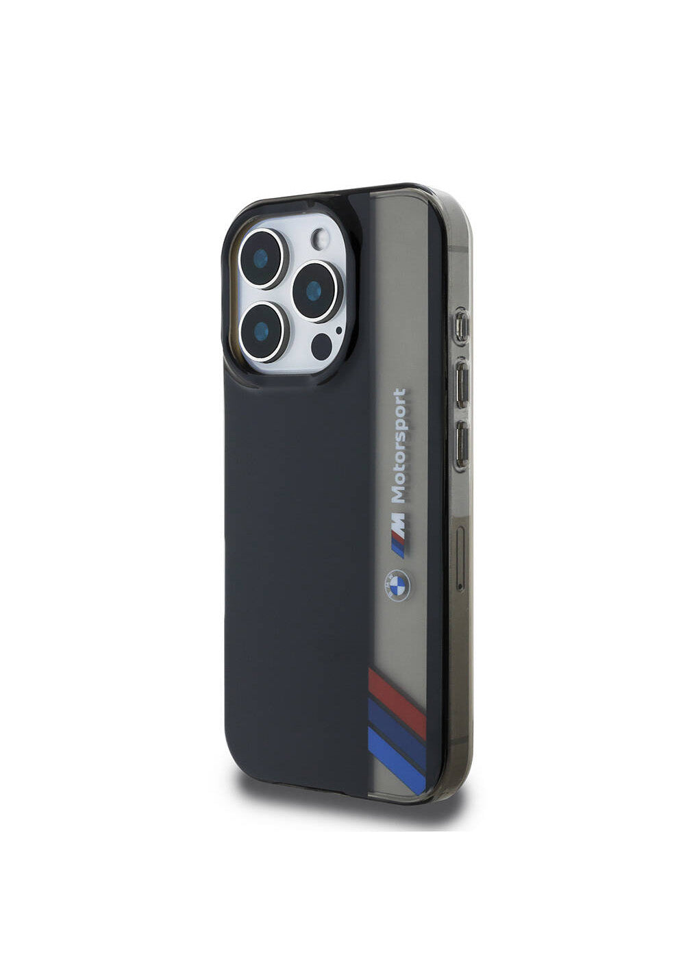 Apple iPhone 16 Pro Kılıf BMW Orijinal Lisanslı M Logolu Üç Renk Çizgili Motorsport Vertical Stripe Kapak