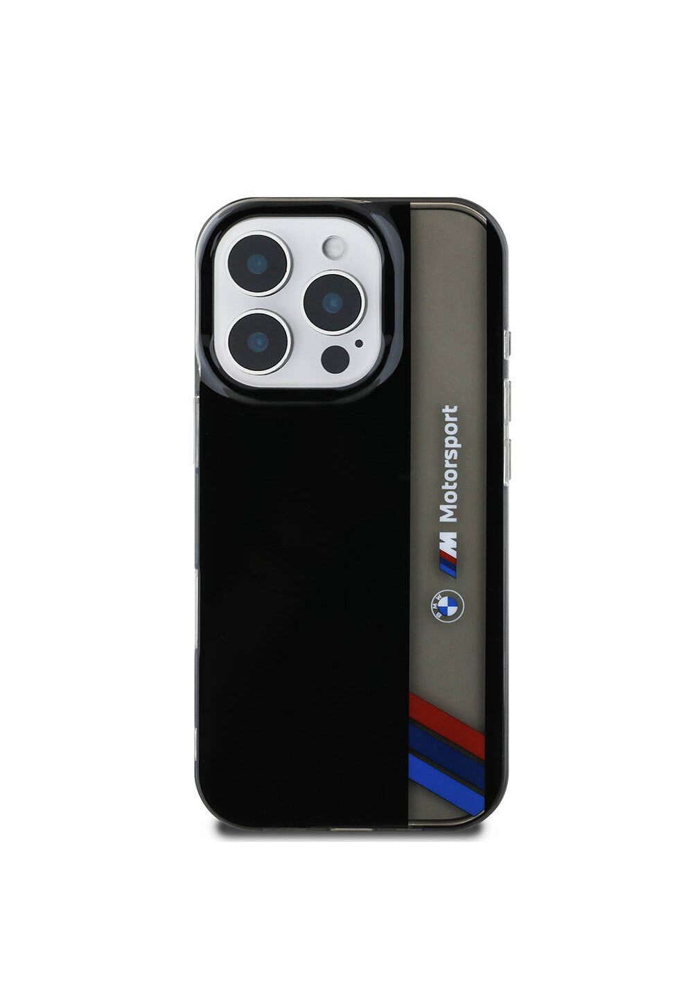 Apple iPhone 16 Pro Kılıf BMW Orijinal Lisanslı M Logolu Üç Renk Çizgili Motorsport Vertical Stripe Kapak