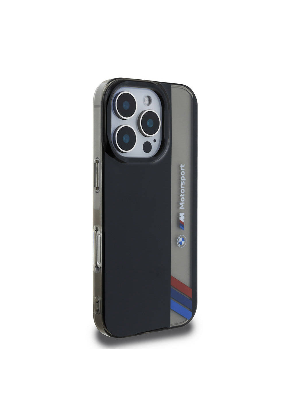 Apple iPhone 16 Pro Kılıf BMW Orijinal Lisanslı M Logolu Üç Renk Çizgili Motorsport Vertical Stripe Kapak