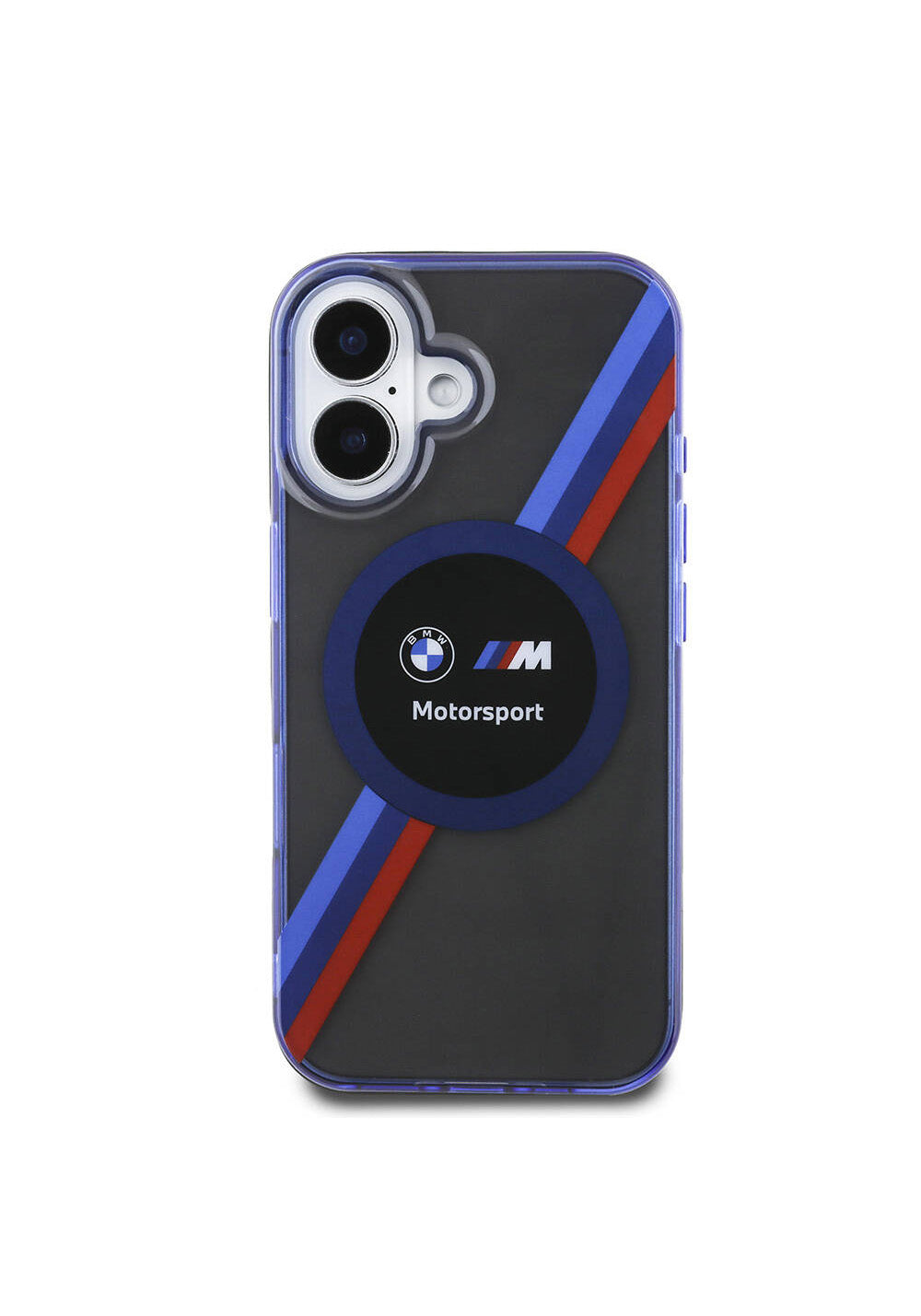 Apple iPhone 16 Kılıf BMW Orijinal Lisanslı M Logolu Üç Renk Çizgili Motorsport Circle Kapak