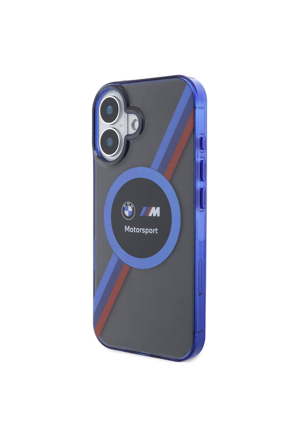 Apple iPhone 16 Kılıf BMW Orijinal Lisanslı M Logolu Üç Renk Çizgili Motorsport Circle Kapak