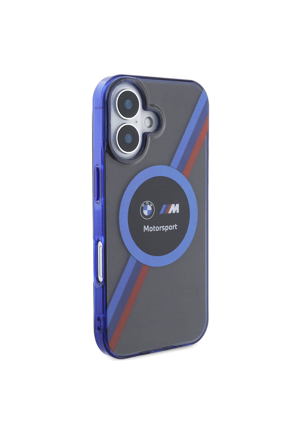 Apple iPhone 16 Kılıf BMW Orijinal Lisanslı M Logolu Üç Renk Çizgili Motorsport Circle Kapak