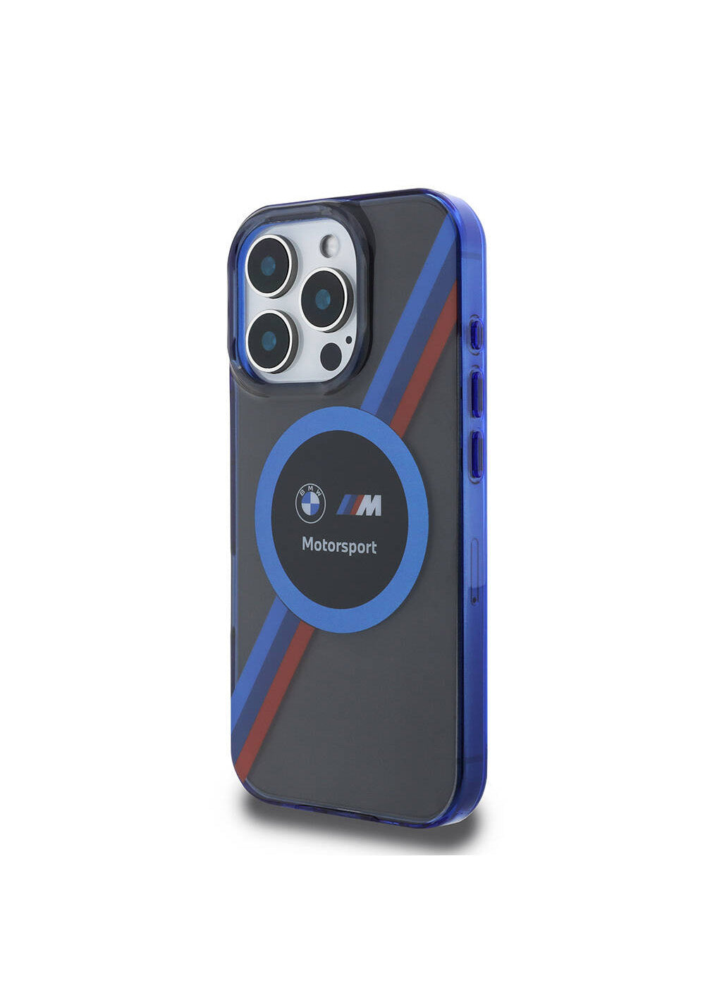 Apple iPhone 16 Pro Max Kılıf BMW Orijinal Lisanslı Manyetik Şarj Uyumlu M Logolu Üç Renk Çizgili Motorsport Circle Kapak