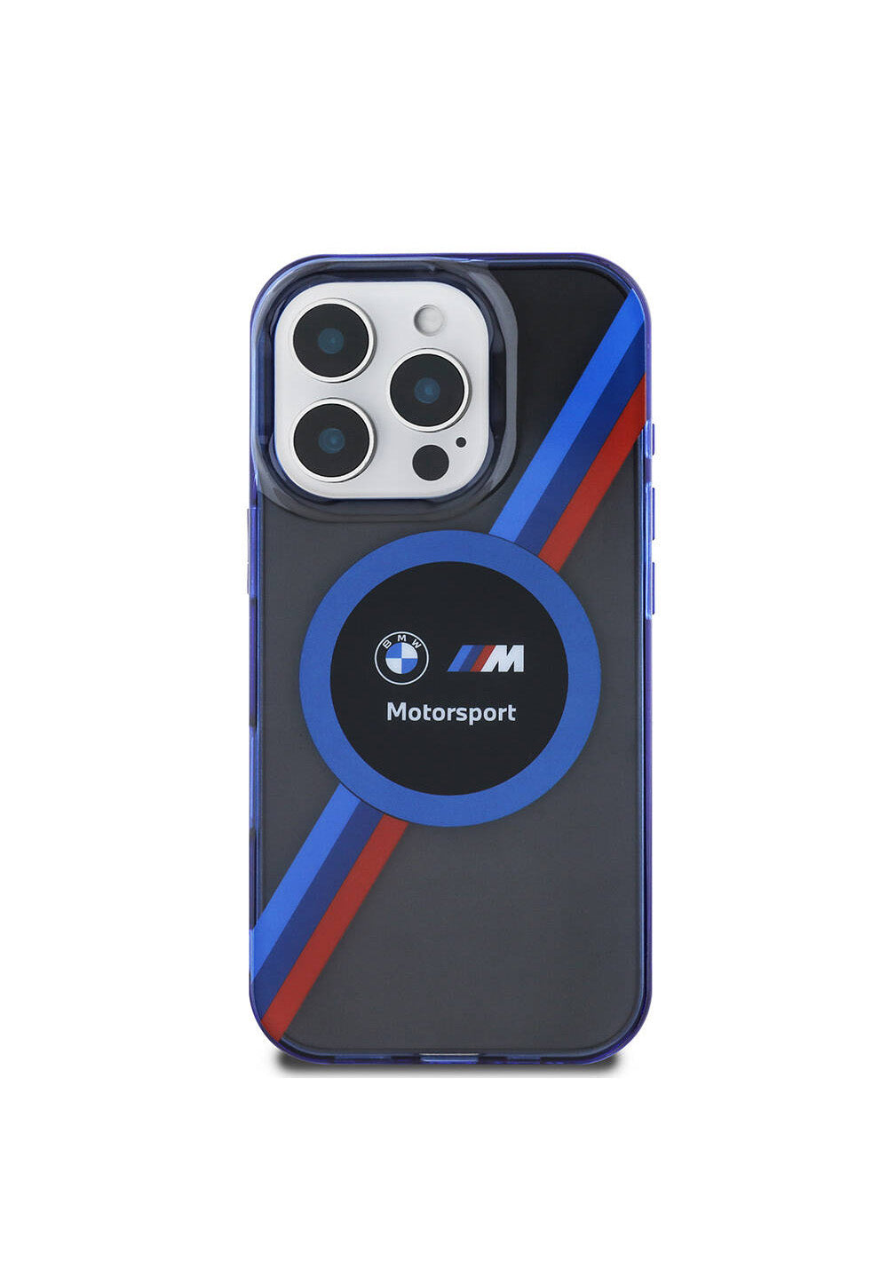Apple iPhone 16 Pro Max Kılıf BMW Orijinal Lisanslı Manyetik Şarj Uyumlu M Logolu Üç Renk Çizgili Motorsport Circle Kapak