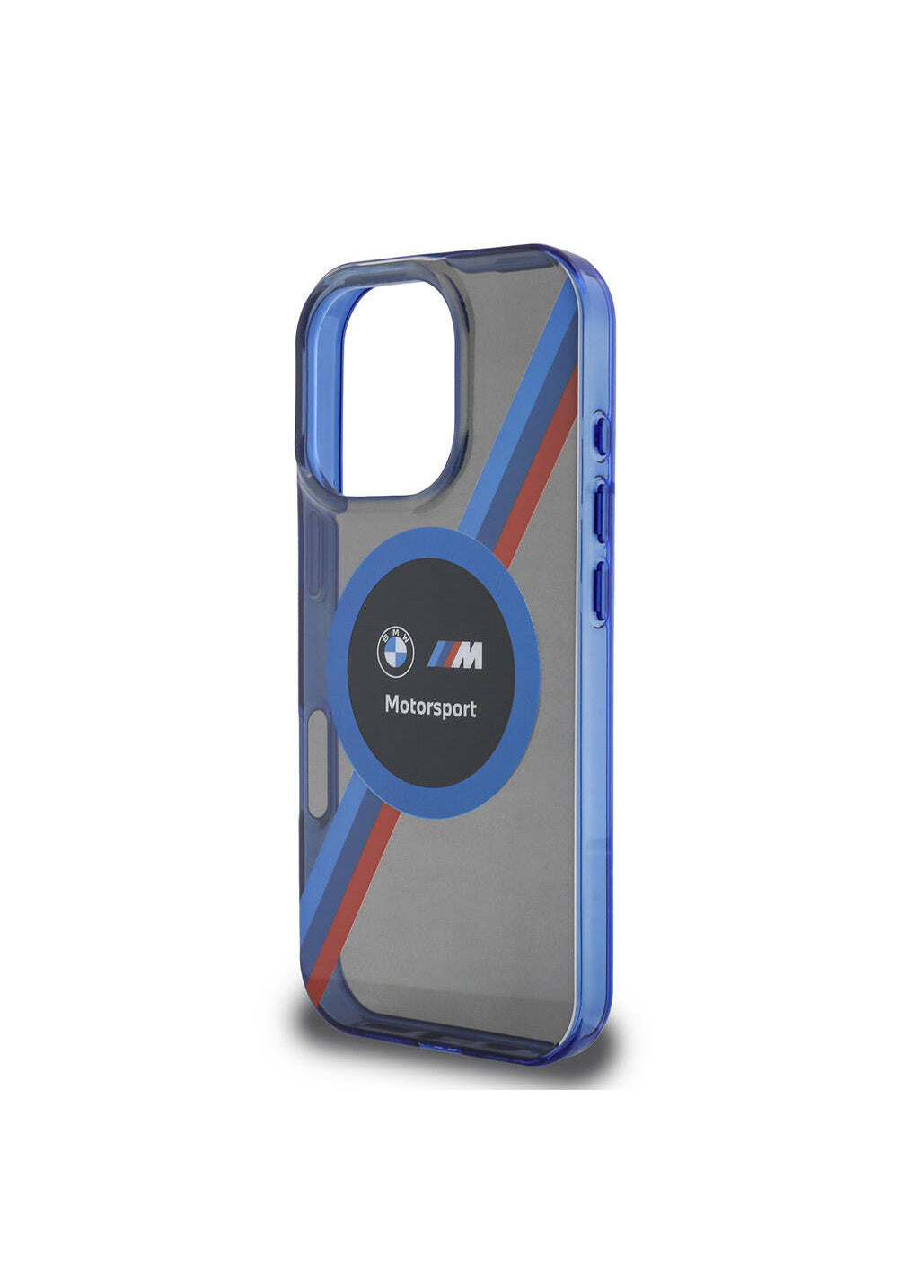 Apple iPhone 16 Pro Max Kılıf BMW Orijinal Lisanslı Manyetik Şarj Uyumlu M Logolu Üç Renk Çizgili Motorsport Circle Kapak