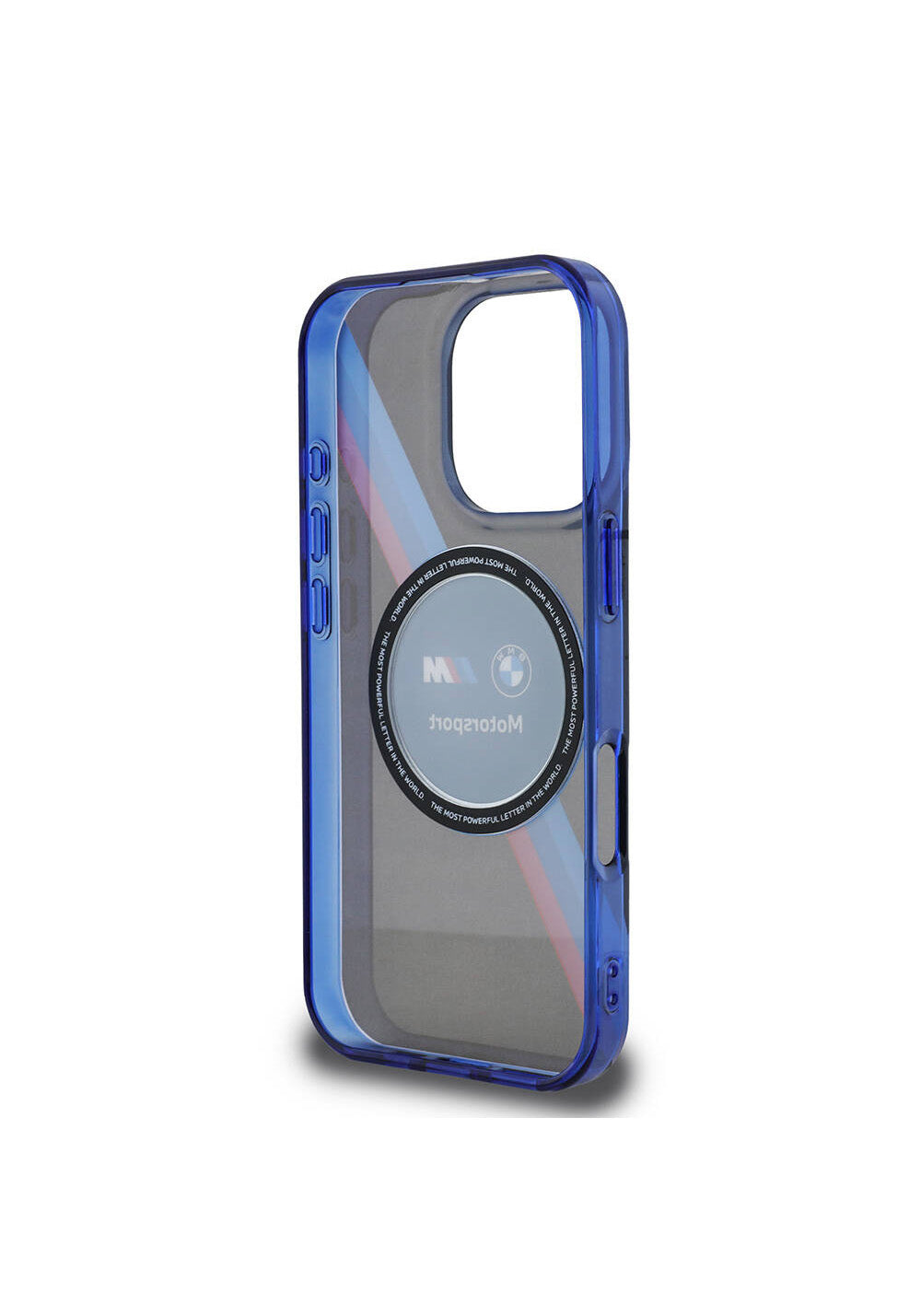Apple iPhone 16 Pro Max Kılıf BMW Orijinal Lisanslı Manyetik Şarj Uyumlu M Logolu Üç Renk Çizgili Motorsport Circle Kapak