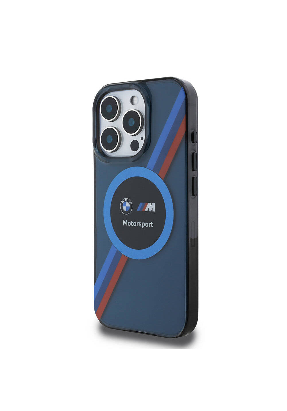 Apple iPhone 16 Pro Max Kılıf BMW Orijinal Lisanslı Manyetik Şarj Uyumlu M Logolu Üç Renk Çizgili Motorsport Circle Kapak