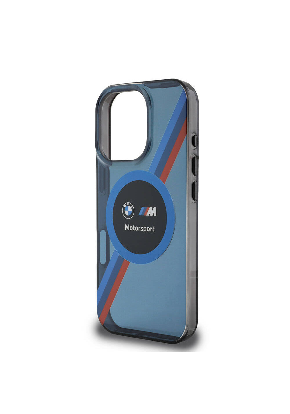 Apple iPhone 16 Pro Max Kılıf BMW Orijinal Lisanslı Manyetik Şarj Uyumlu M Logolu Üç Renk Çizgili Motorsport Circle Kapak