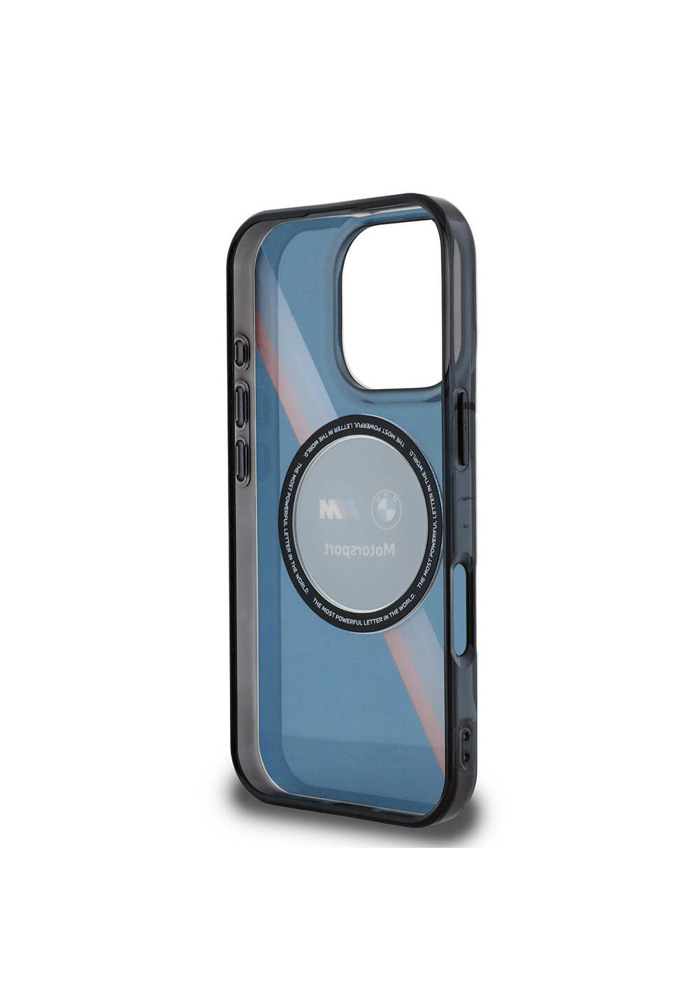 Apple iPhone 16 Pro Max Kılıf BMW Orijinal Lisanslı Manyetik Şarj Uyumlu M Logolu Üç Renk Çizgili Motorsport Circle Kapak