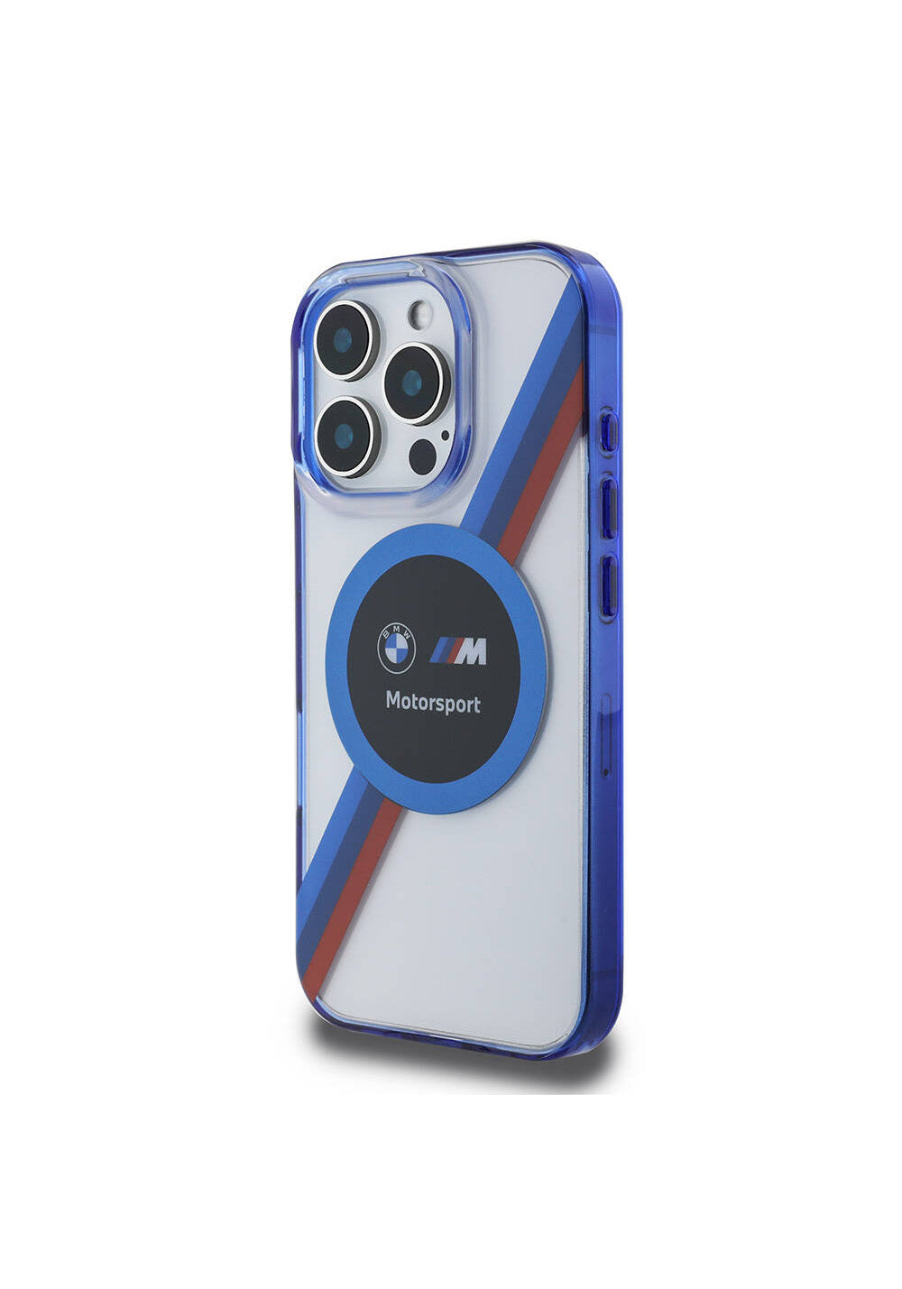 Apple iPhone 16 Pro Max Kılıf BMW Orijinal Lisanslı Manyetik Şarj Uyumlu M Logolu Üç Renk Çizgili Motorsport Circle Kapak