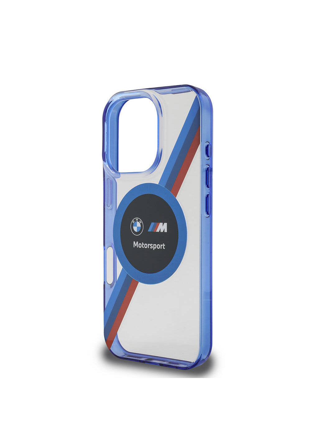 Apple iPhone 16 Pro Max Kılıf BMW Orijinal Lisanslı Manyetik Şarj Uyumlu M Logolu Üç Renk Çizgili Motorsport Circle Kapak