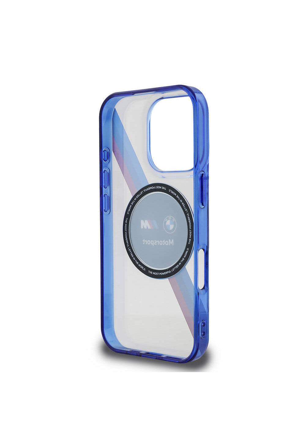 Apple iPhone 16 Pro Max Kılıf BMW Orijinal Lisanslı Manyetik Şarj Uyumlu M Logolu Üç Renk Çizgili Motorsport Circle Kapak