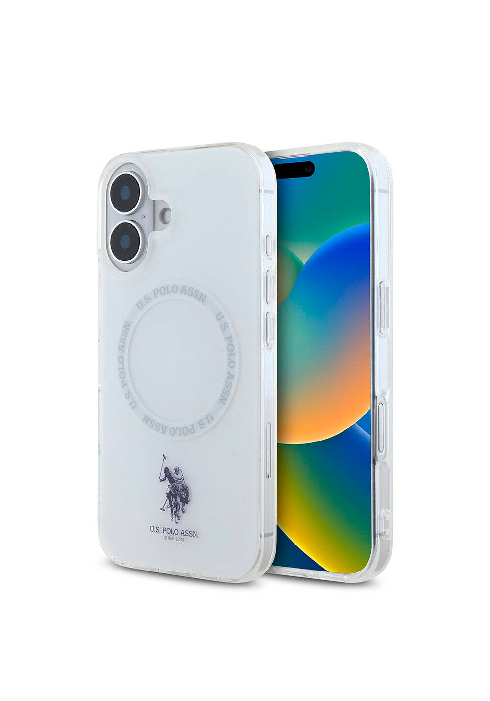 Apple iPhone 16 Kılıf U.S. Polo Assn. Orijinal Lisanslı Manyetik Şarj Uyumlu IML Double Horse Logolu Ring Kapak