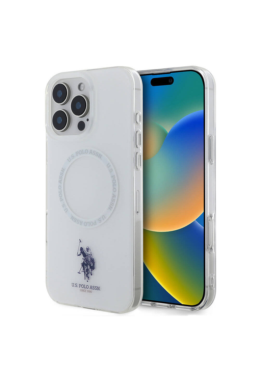Apple iPhone 16 Pro Kılıf U.S. Polo Assn. Orijinal Lisanslı Manyetik Şarj Uyumlu IML Double Horse Logolu Ring Kapak