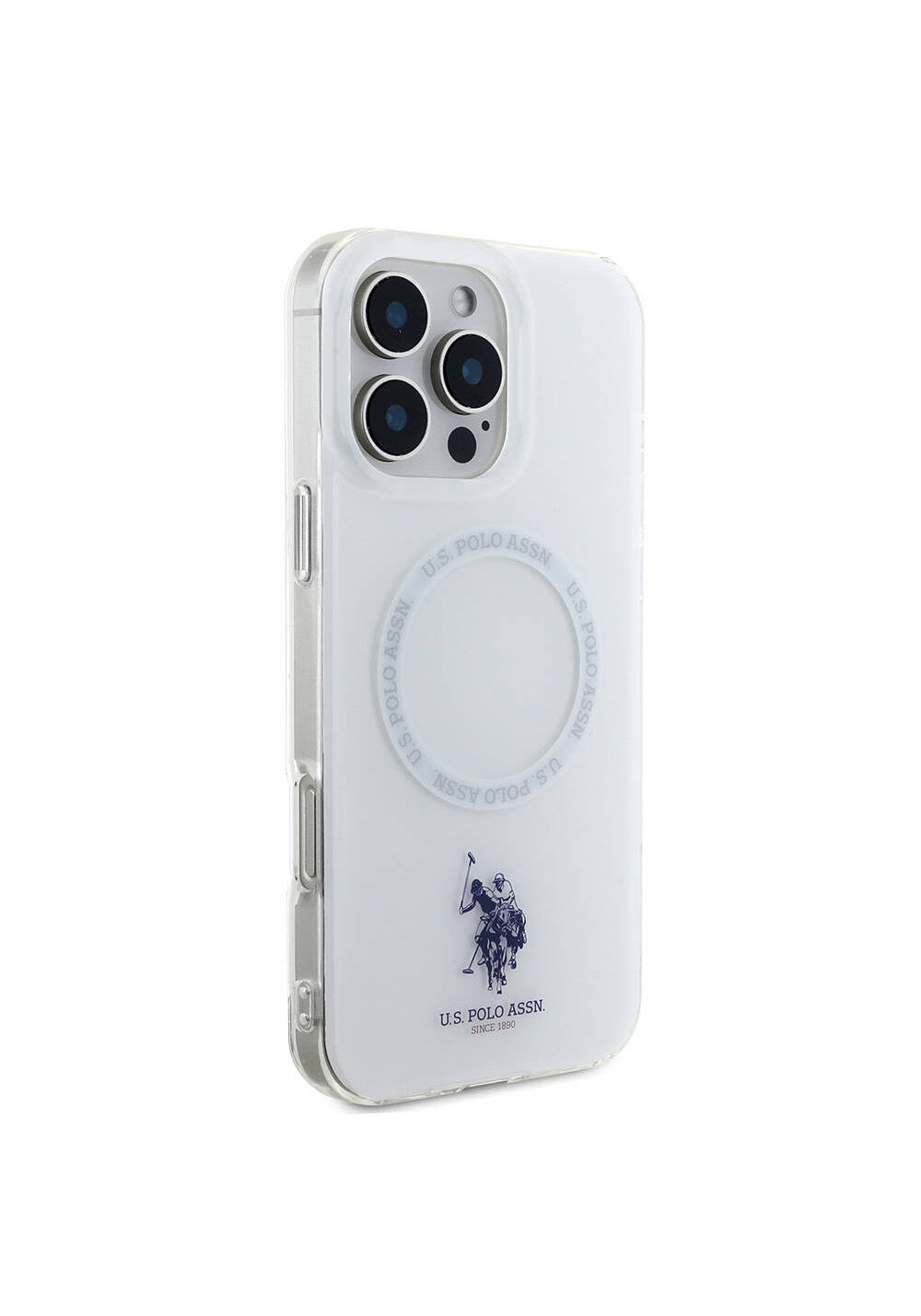 Apple iPhone 16 Pro Kılıf U.S. Polo Assn. Orijinal Lisanslı Manyetik Şarj Uyumlu IML Double Horse Logolu Ring Kapak