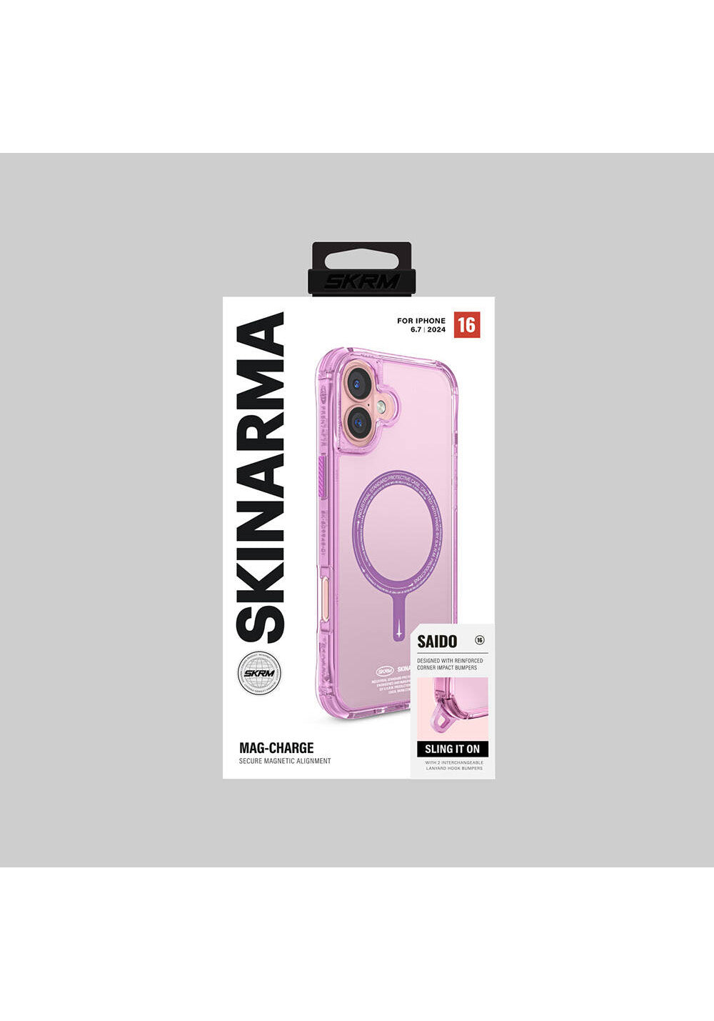 Apple iPhone 16 Plus Kılıf Manyetik Şarj Uyumlu Şeffaf Airbag Tasarımlı Skinarma Saido Kapak