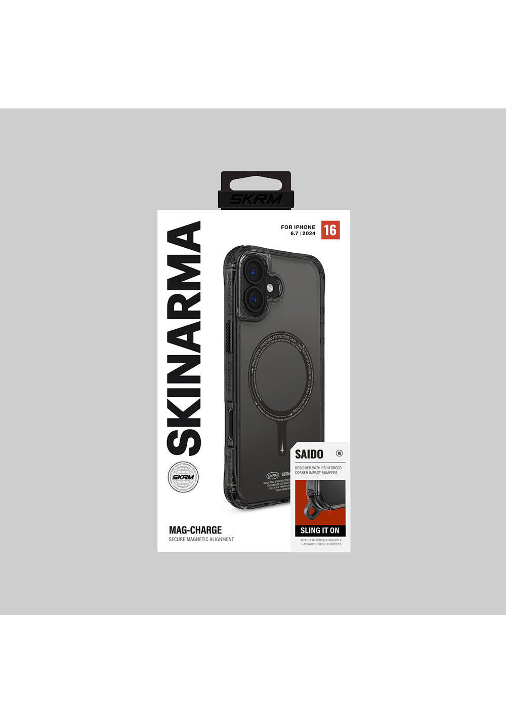 Apple iPhone 16 Plus Kılıf Manyetik Şarj Uyumlu Şeffaf Airbag Tasarımlı Skinarma Saido Kapak