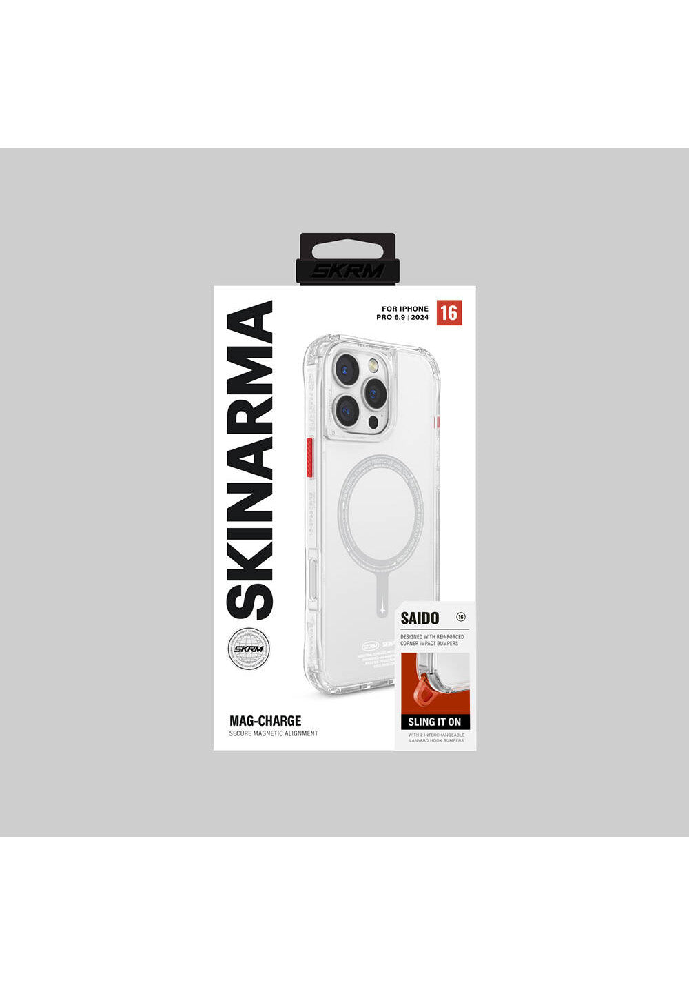 Apple iPhone 16 Pro Max Kılıf Manyetik Şarj Uyumlu Şeffaf Airbag Tasarımlı Skinarma Saido Kapak