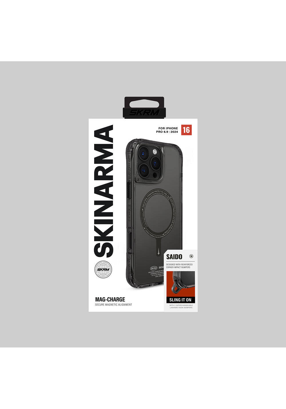Apple iPhone 16 Pro Max Kılıf Manyetik Şarj Uyumlu Şeffaf Airbag Tasarımlı Skinarma Saido Kapak