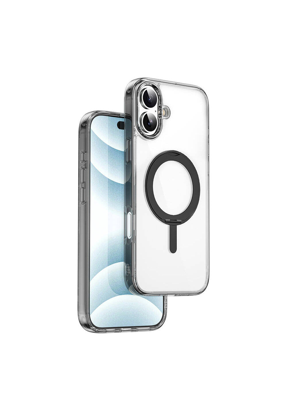 Apple iPhone 16 Kılıf Wiwu MCC-201 iShield Ultra Serisi Manyetik Şarj Uyumlu Standlı Crystal Sert PC Kapak