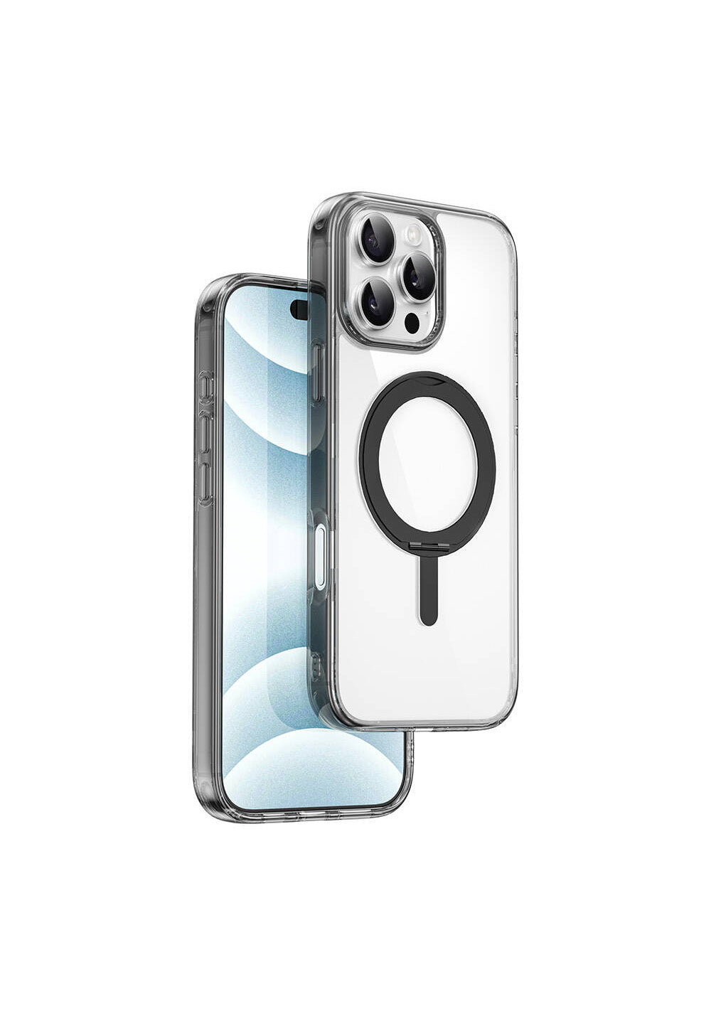 Apple iPhone 16 Pro Max Kılıf Wiwu MCC-201 iShield Ultra Serisi Manyetik Şarj Uyumlu Standlı Crystal Sert PC Kapak