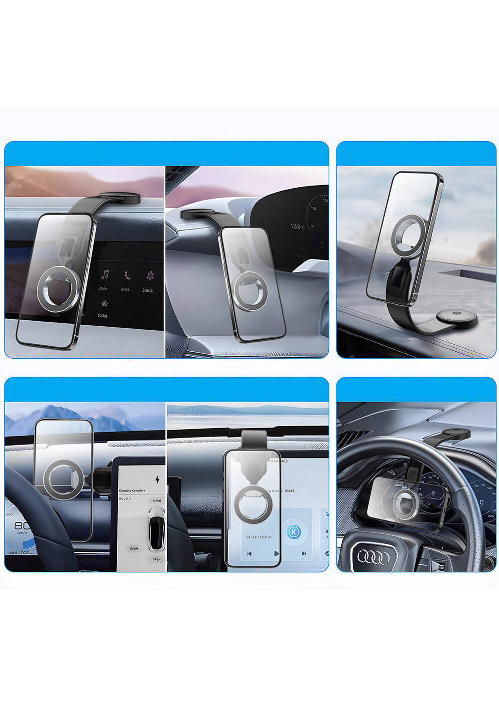 Wiwu Wi-CH053 Mago Serisi Magnetik M-safe Uyumlu Bükülebilen Eğimi ve Düz Zemin Araç Telefon Tutacağı