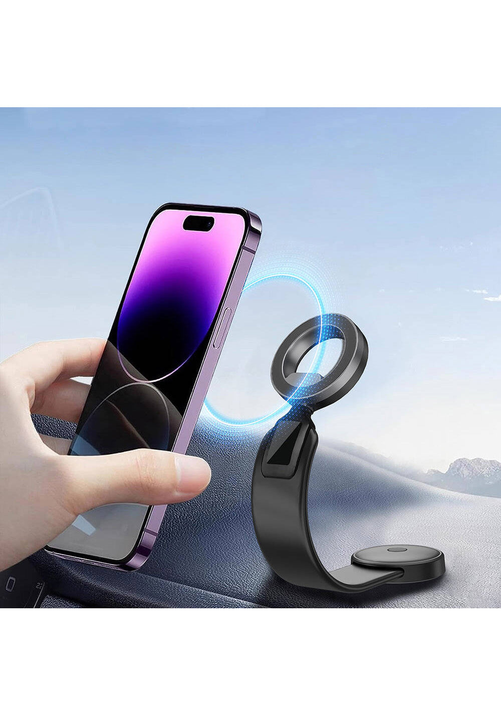 Wiwu Wi-CH053 Mago Serisi Magnetik M-safe Uyumlu Bükülebilen Eğimi ve Düz Zemin Araç Telefon Tutacağı