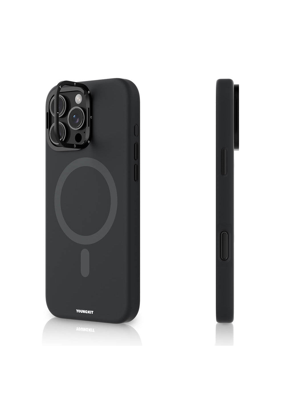 Apple iPhone 16 Pro Kılıf Manyetik Şarj Uyumlu Kamera Standlı Youngkit Bitty Cream Kapak