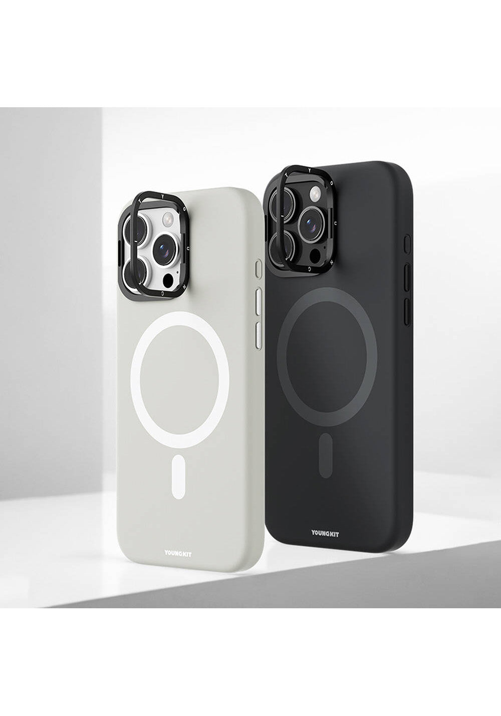 Apple iPhone 16 Pro Kılıf Manyetik Şarj Uyumlu Kamera Standlı Youngkit Bitty Cream Kapak