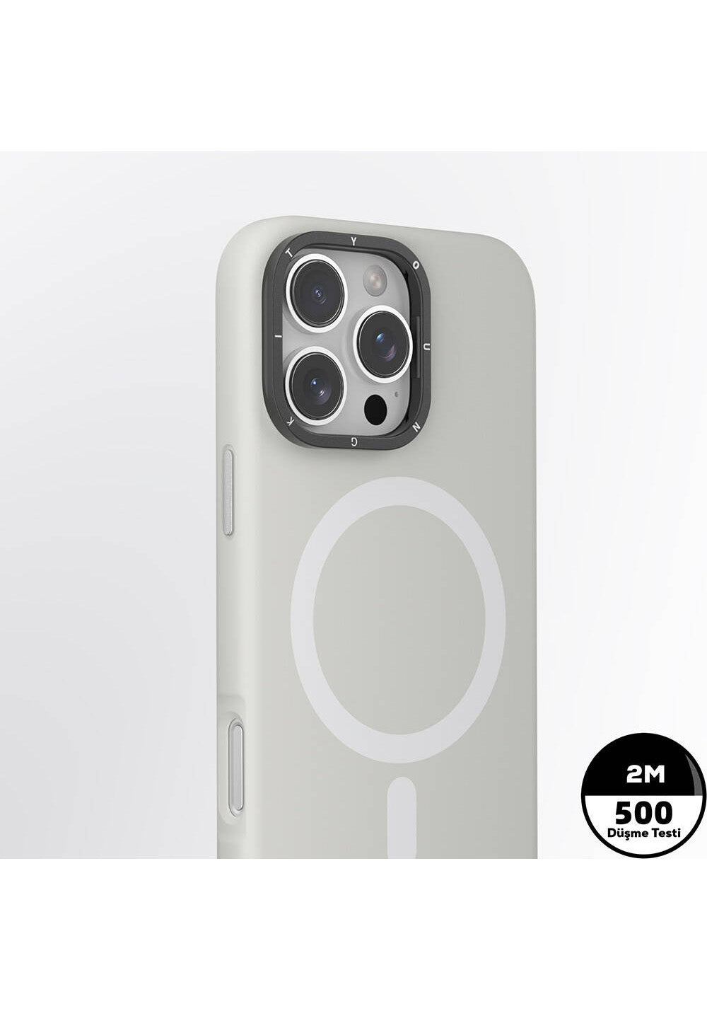 Apple iPhone 16 Pro Kılıf Manyetik Şarj Uyumlu Kamera Standlı Youngkit Bitty Cream Kapak