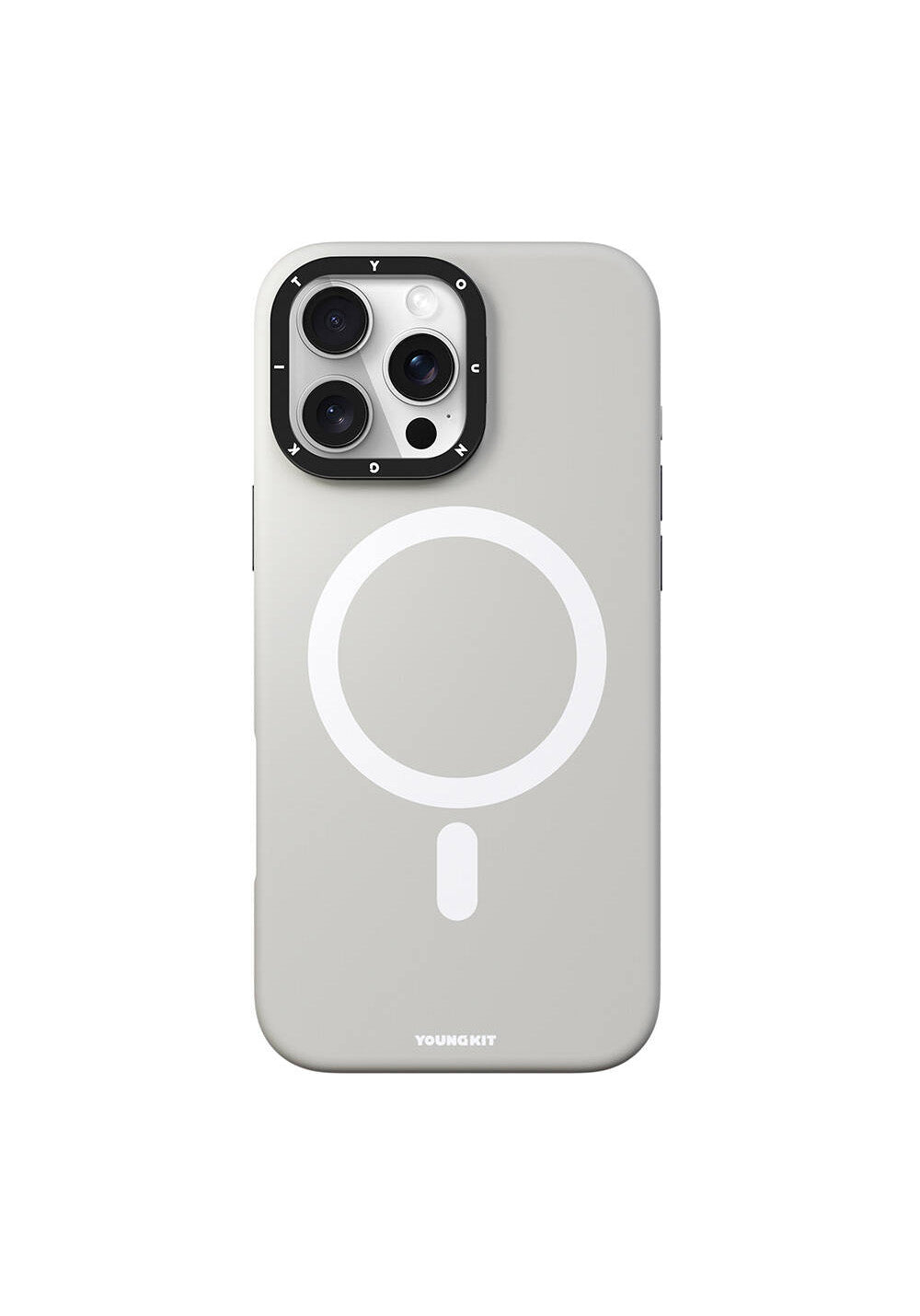 Apple iPhone 16 Pro Max Kılıf Manyetik Şarj Uyumlu Kamera Standlı Youngkit Bitty Cream Kapak