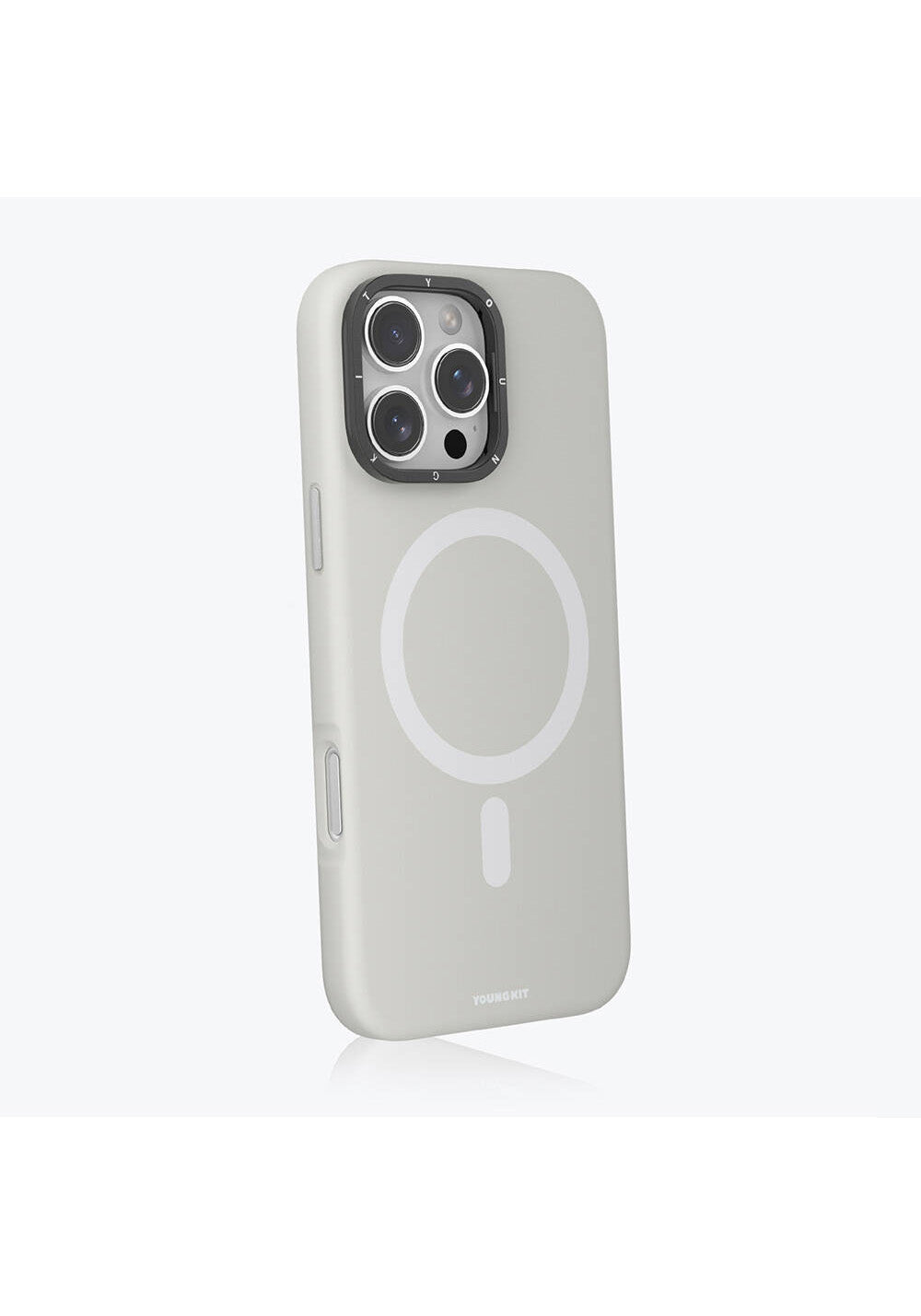 Apple iPhone 16 Pro Max Kılıf Manyetik Şarj Uyumlu Kamera Standlı Youngkit Bitty Cream Kapak