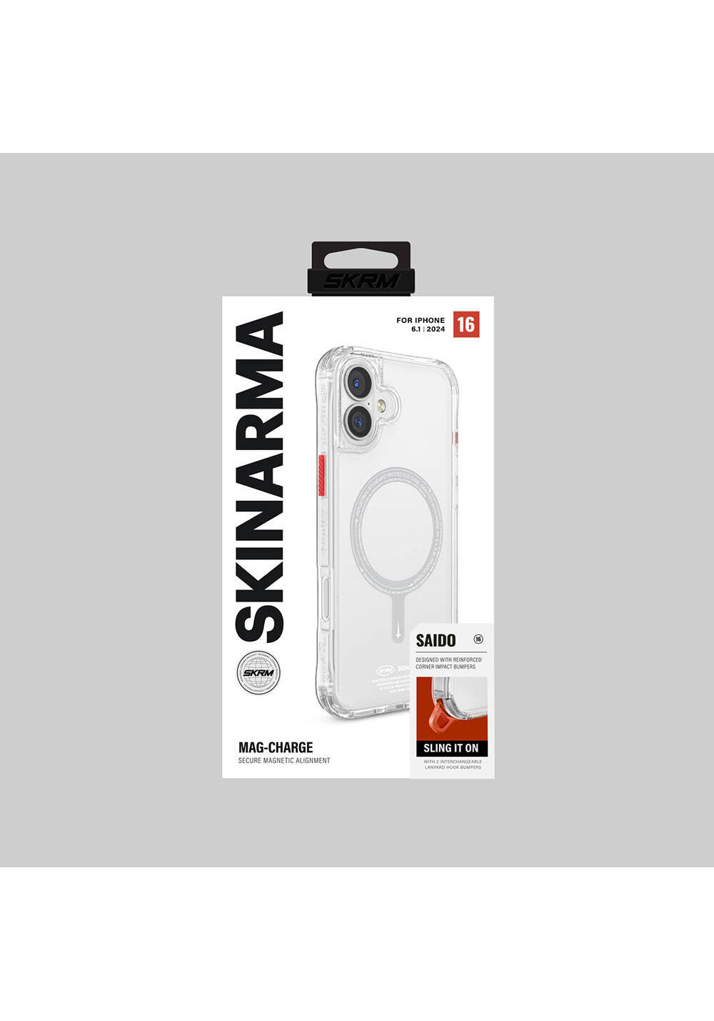 Apple iPhone 16 Kılıf Manyetik Şarj Uyumlu Şeffaf Airbag Tasarımlı Skinarma Saido Kapak