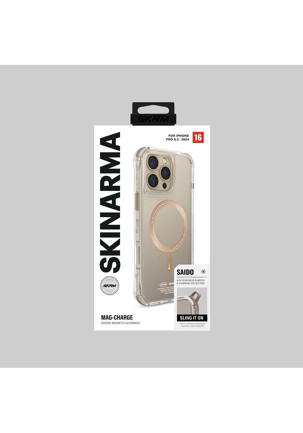 Apple iPhone 16 Pro Kılıf Manyetik Şarj Uyumlu Şeffaf Airbag Tasarımlı Skinarma Saido Prime Kapak