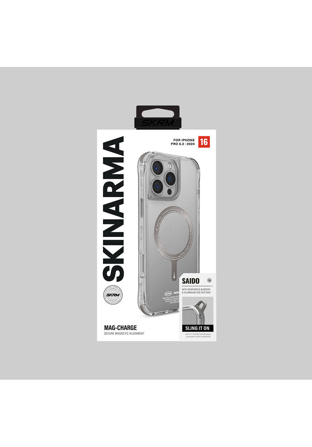 Apple iPhone 16 Pro Kılıf Manyetik Şarj Uyumlu Şeffaf Airbag Tasarımlı Skinarma Saido Prime Kapak