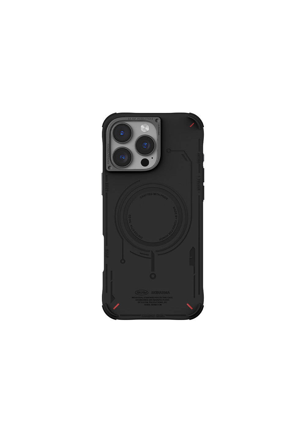 Apple iPhone 16 Pro Max Kılıf Manyetik Şarj Uyumlu Metal Kamera Çerçeveli Skinarma Mecha Serisi Kapak