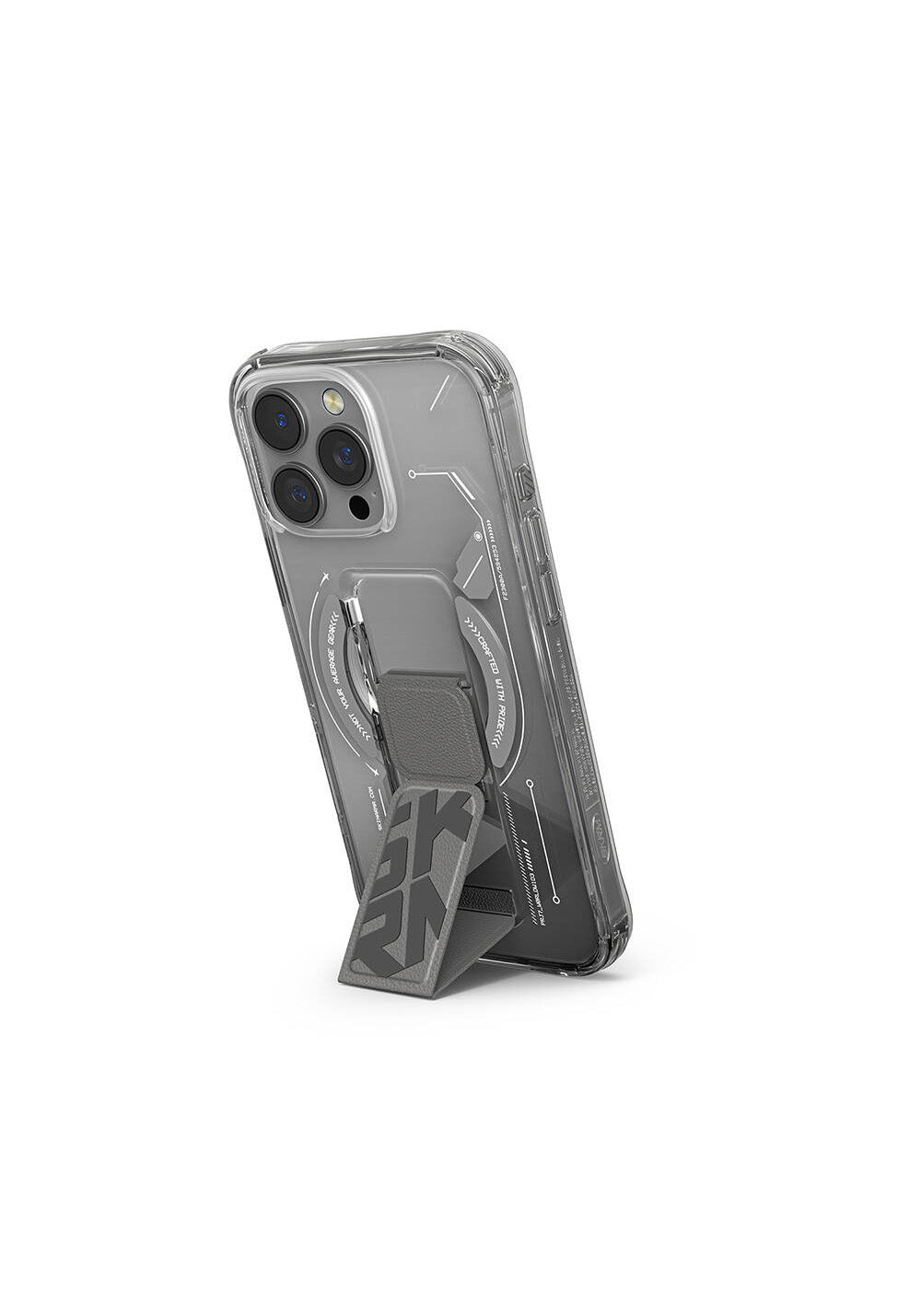 Apple iPhone 16 Pro Kılıf Manyetik Şarj Uyumlu Teknoloji Desenli Standlı Skinarma Helio Kapak