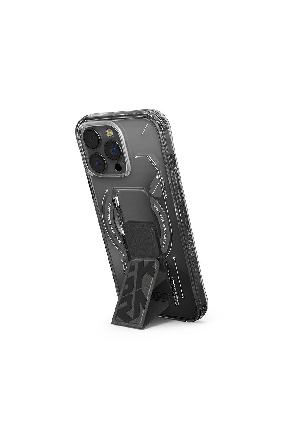 Apple iPhone 16 Pro Kılıf Manyetik Şarj Uyumlu Teknoloji Desenli Standlı Skinarma Helio Kapak
