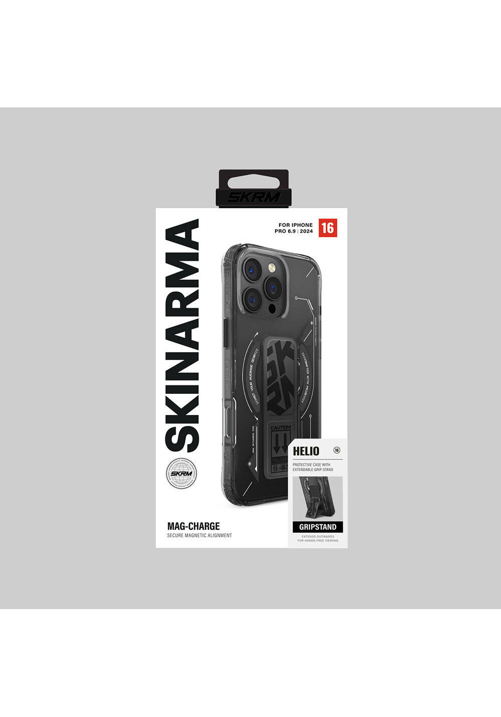 Apple iPhone 16 Pro Kılıf Manyetik Şarj Uyumlu Teknoloji Desenli Standlı Skinarma Helio Kapak