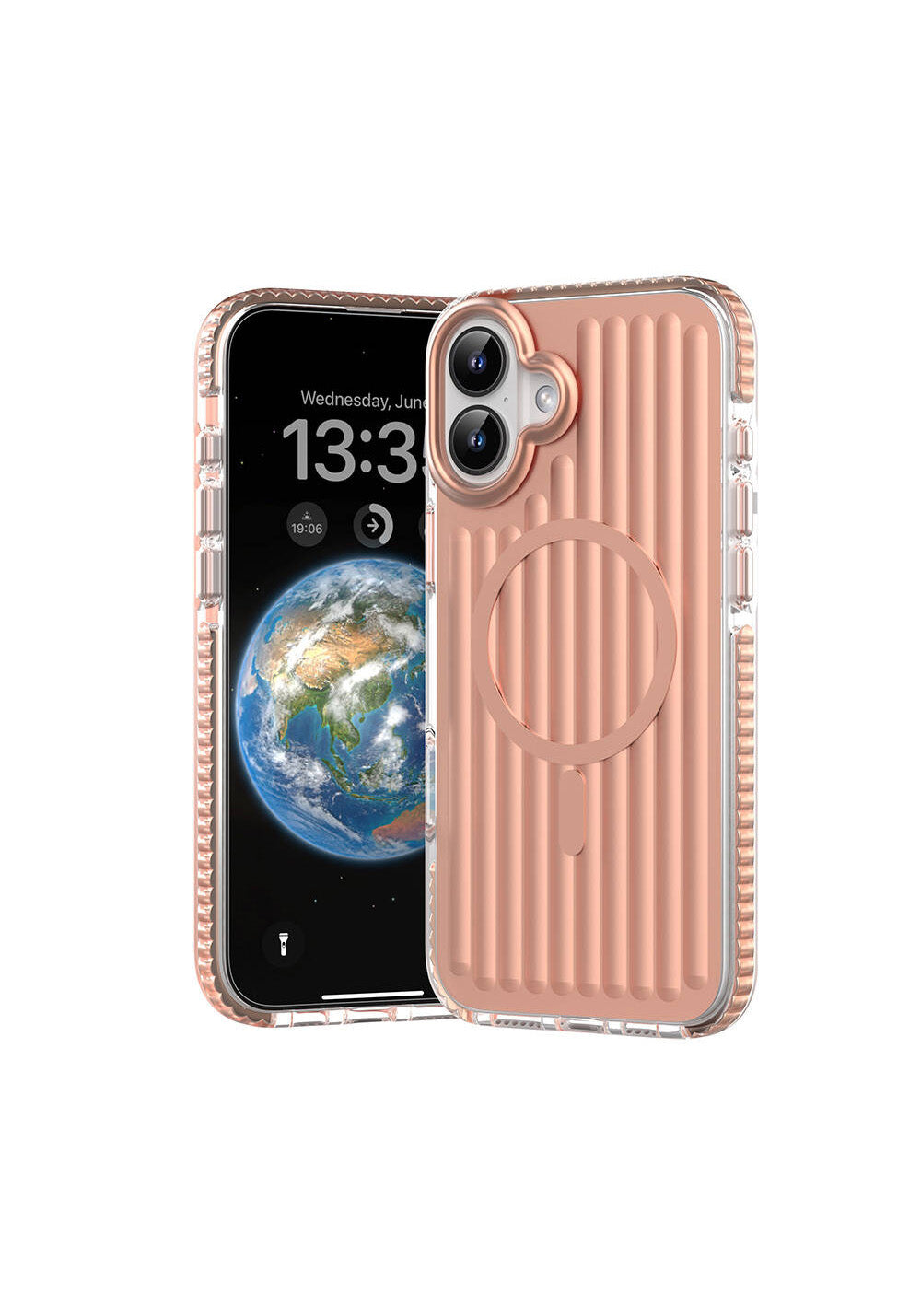 Apple iPhone 16 Kılıf Manyetik Şarj Uyumlu Oyuklu Tasarım Mutural Bumpy Clear Kapak