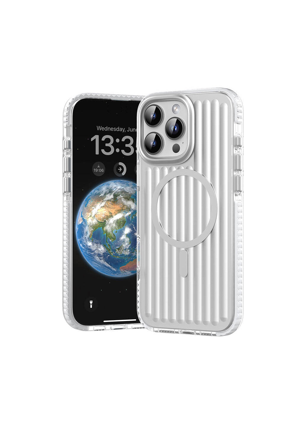 Apple iPhone 16 Pro Kılıf Manyetik Şarj Uyumlu Oyuklu Tasarım Mutural Bumpy Clear Kapak