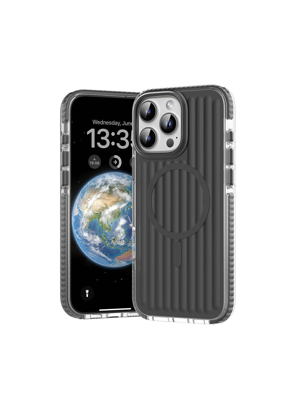 Apple iPhone 16 Pro Kılıf Manyetik Şarj Uyumlu Oyuklu Tasarım Mutural Bumpy Clear Kapak