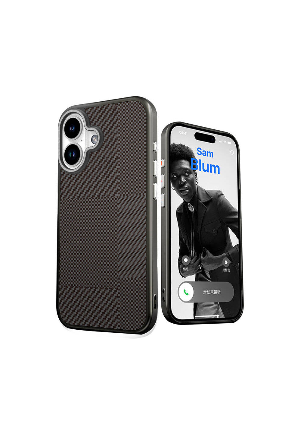 Apple iPhone 16 Kılıf Manyetik Şarj Uyumlu Karbon Fiber Desenli Mutural Montage Kapak